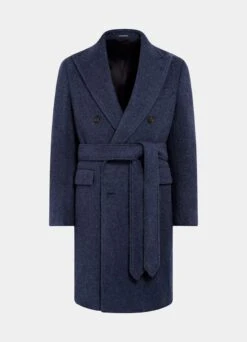 Mid Blue Belted Overcoat 14 Mid Blue Belted Overcoat -Suit Supply J965 25