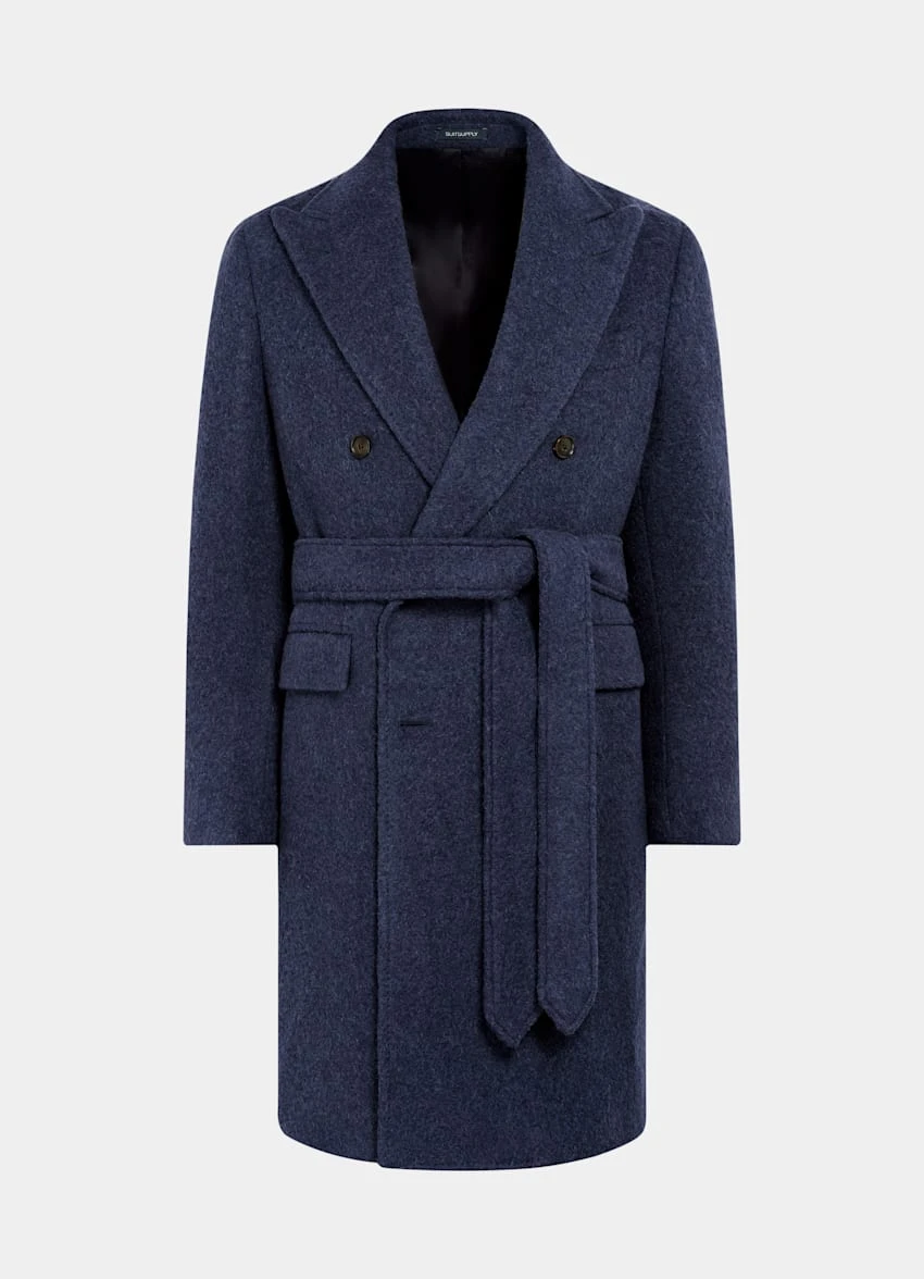 Mid Blue Belted Overcoat 7 Mid Blue Belted Overcoat - Image 7