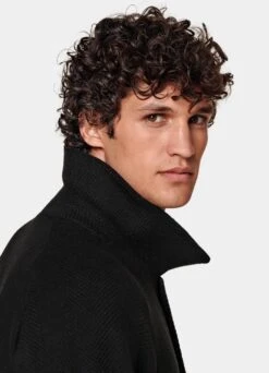 Black Herringbone Belted Overcoat 14 Black Herringbone Belted Overcoat -Suit Supply J966 106