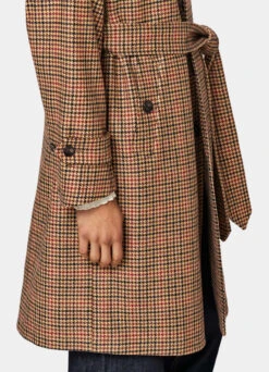 Brown & Red Checked Belted Overcoat 11 Brown & Red Checked Belted Overcoat -Suit Supply J967 103