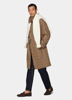 Brown & Red Checked Belted Overcoat 12 Brown & Red Checked Belted Overcoat -Suit Supply J967 104
