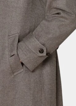 Taupe Herringbone Belted Overcoat -Suit Supply J968 133