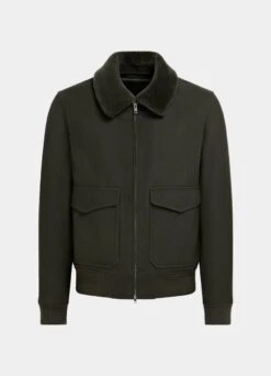 Dark Green Bomber Jacket -Suit Supply J975 25
