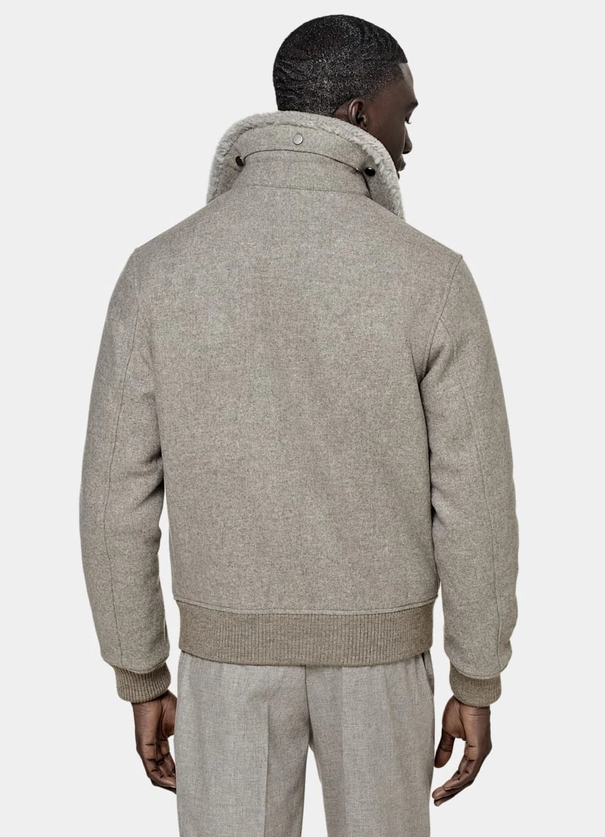 Taupe Bomber Jacket 5 Taupe Bomber Jacket - Image 5