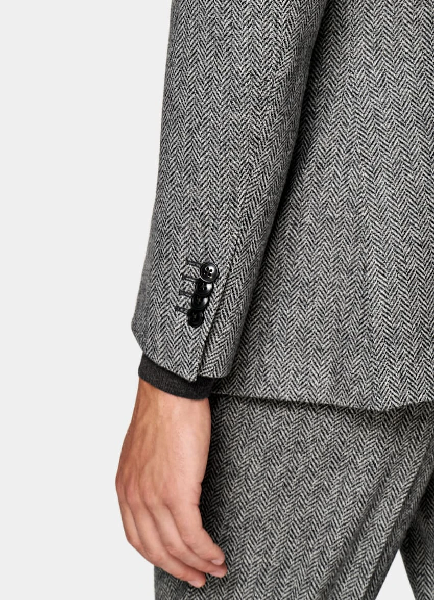 Mid Grey Herringbone Three-Piece Havana Suit 4 Mid Grey Herringbone Three-Piece Havana Suit - Image 4