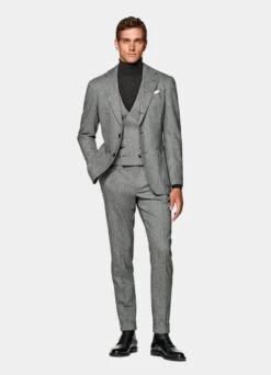 Mid Grey Herringbone Three-Piece Havana Suit 17 Mid Grey Herringbone Three-Piece Havana Suit -Suit Supply P6517 104