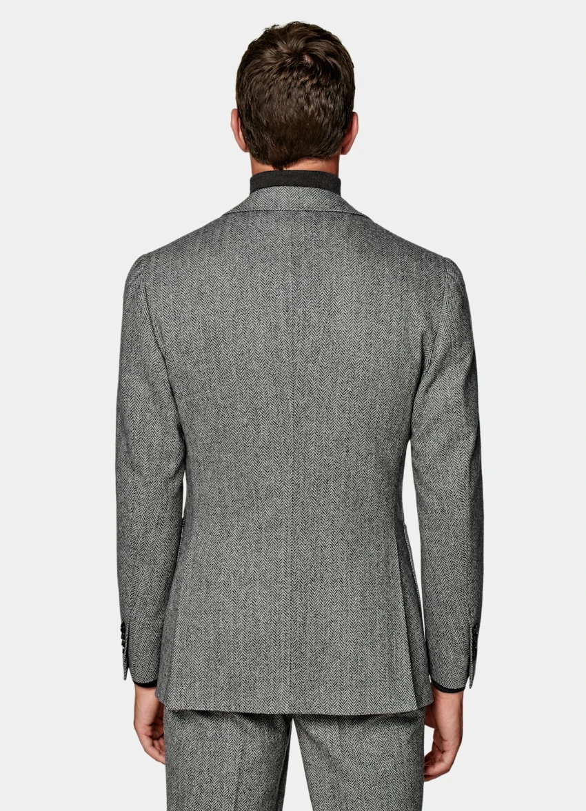 Mid Grey Herringbone Three-Piece Havana Suit 6 Mid Grey Herringbone Three-Piece Havana Suit - Image 6