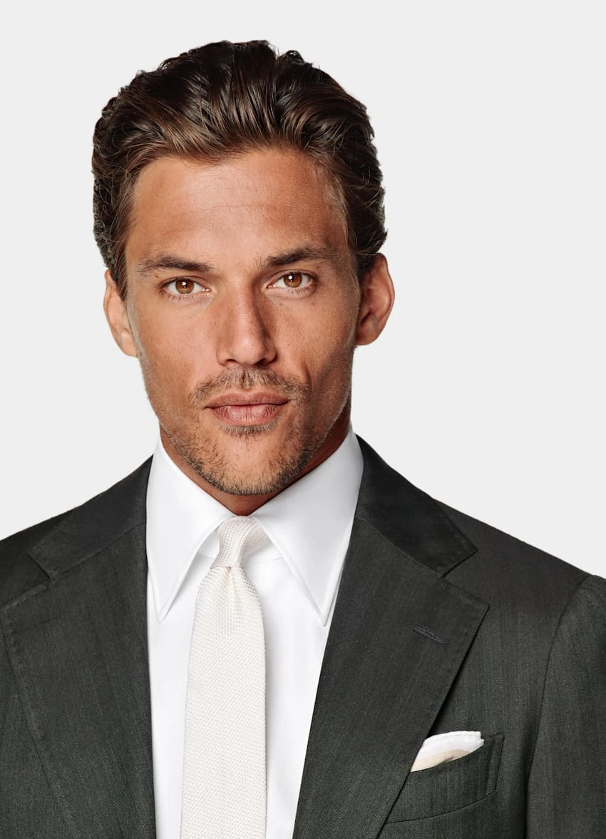 Dark Green Herringbone Three-Piece Lazio Suit 1 Dark Green Herringbone Three-Piece Lazio Suit