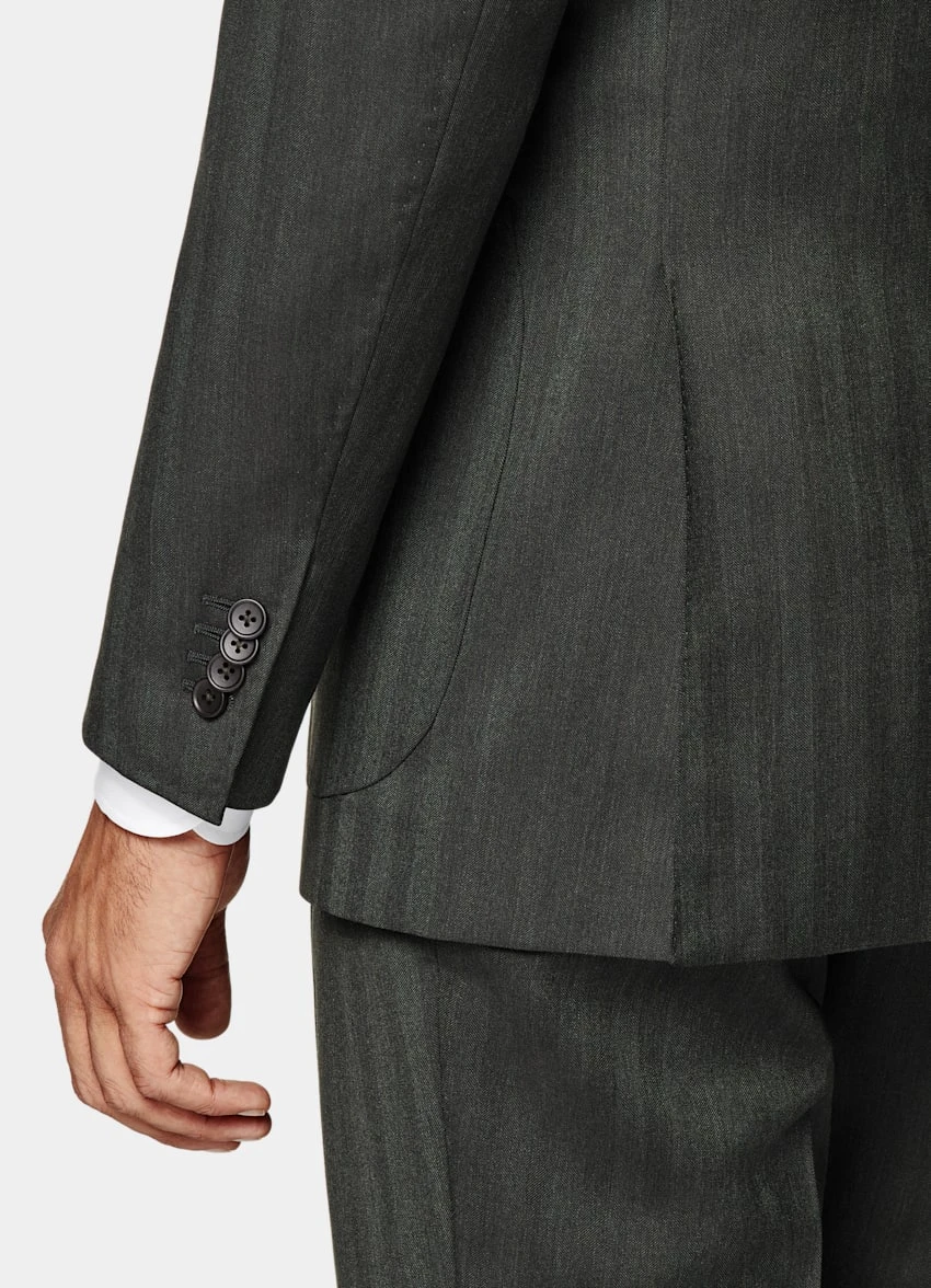 Dark Green Herringbone Three-Piece Lazio Suit 4 Dark Green Herringbone Three-Piece Lazio Suit - Image 4