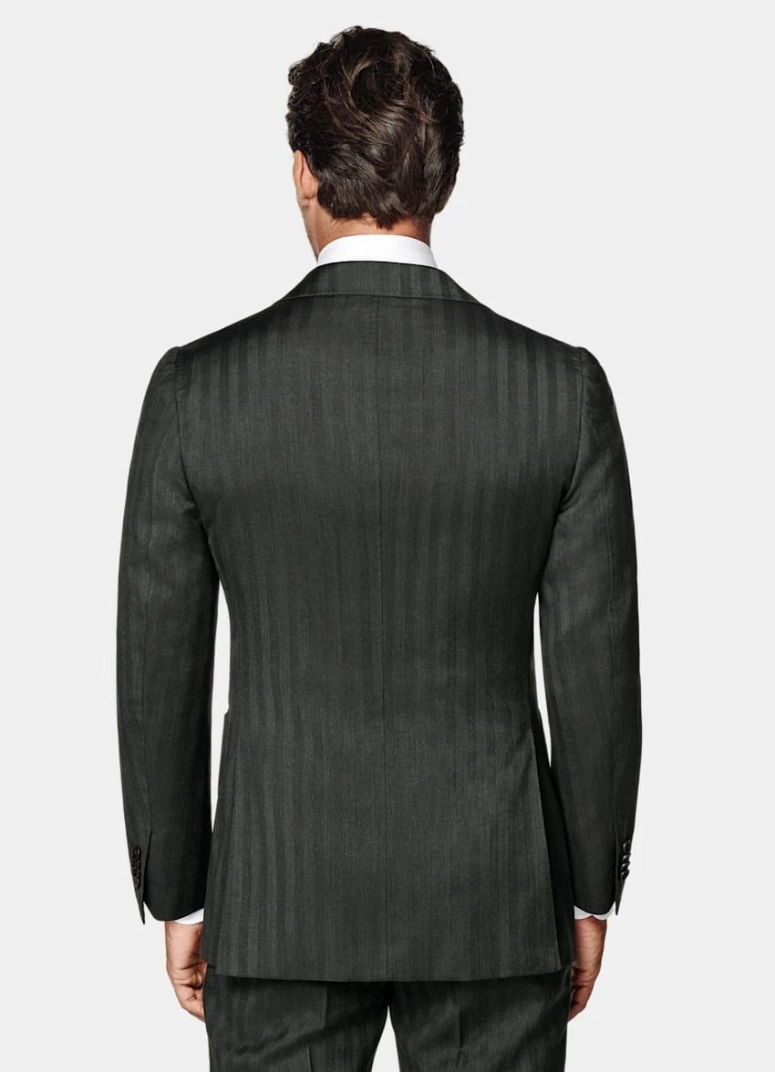 Dark Green Herringbone Three-Piece Lazio Suit 6 Dark Green Herringbone Three-Piece Lazio Suit - Image 6