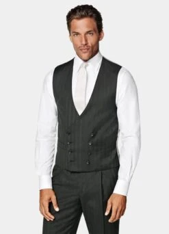 Dark Green Herringbone Three-Piece Lazio Suit 19 Dark Green Herringbone Three-Piece Lazio Suit -Suit Supply P6528 S 106