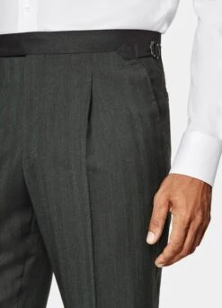 Dark Green Herringbone Three-Piece Lazio Suit 21 Dark Green Herringbone Three-Piece Lazio Suit -Suit Supply P6528 S 108