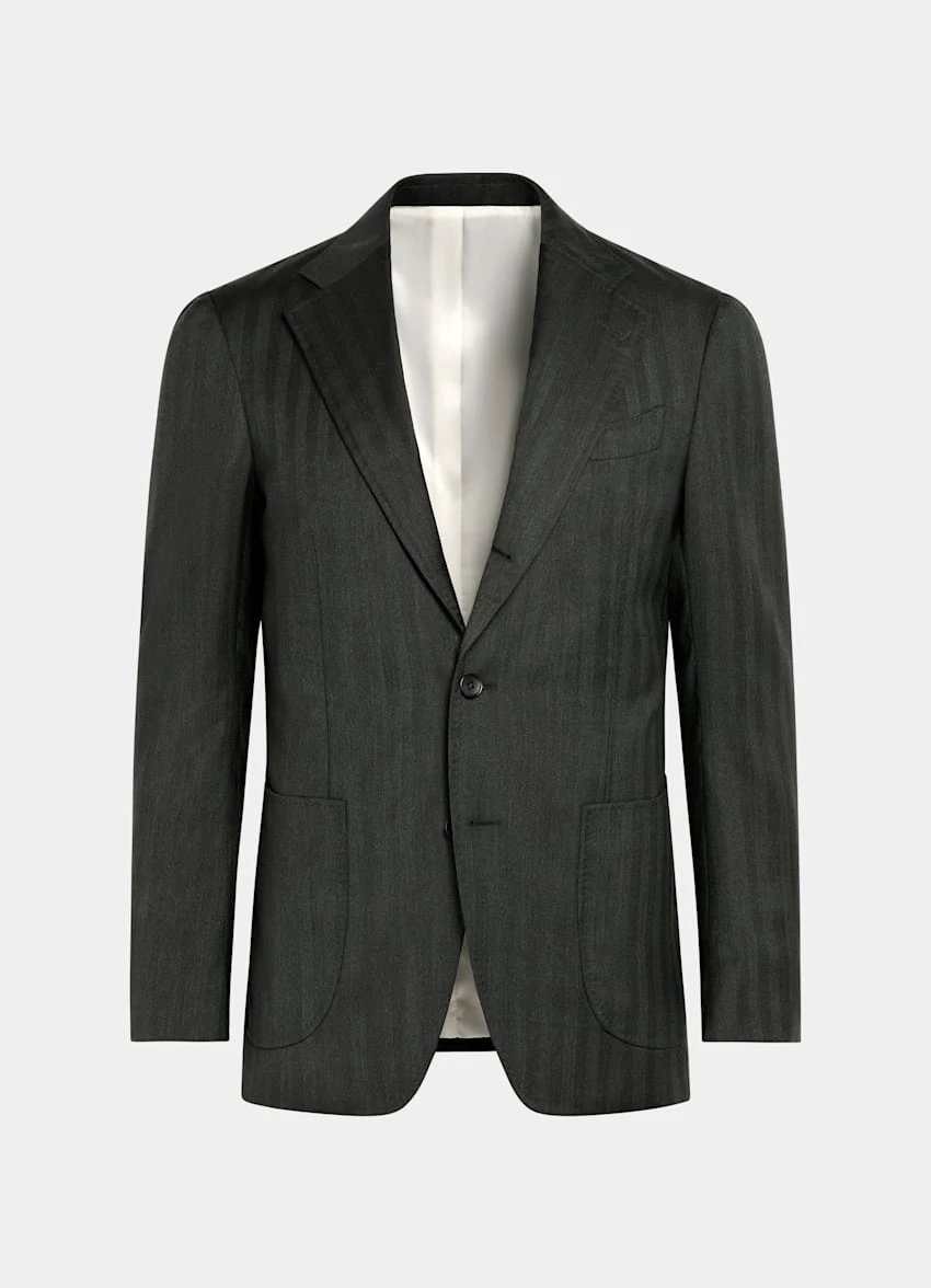 Dark Green Herringbone Three-Piece Lazio Suit 12 Dark Green Herringbone Three-Piece Lazio Suit - Image 12