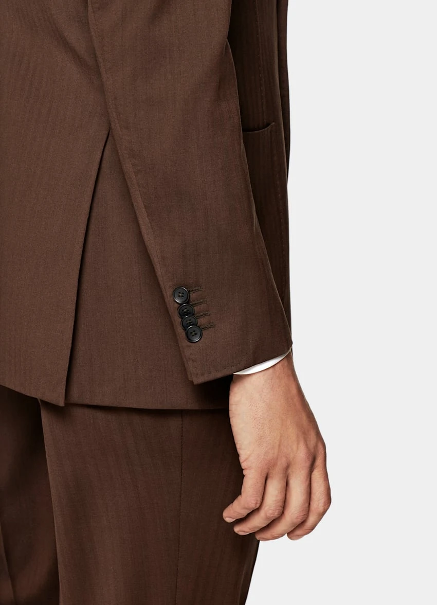 Dark Brown Herringbone Havana Suit 4 Dark Brown Herringbone Havana Suit - Image 4