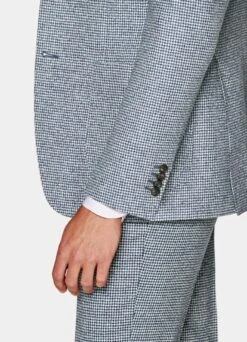 Light Blue Houndstooth Three-Piece Havana Suit 15 Light Blue Houndstooth Three-Piece Havana Suit -Suit Supply P6559 103