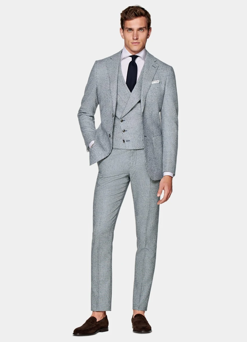 Light Blue Houndstooth Three-Piece Havana Suit 9 Light Blue Houndstooth Three-Piece Havana Suit - Image 9