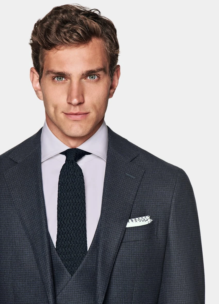 Navy Houndstooth Three-Piece Havana Suit 1 Navy Houndstooth Three-Piece Havana Suit