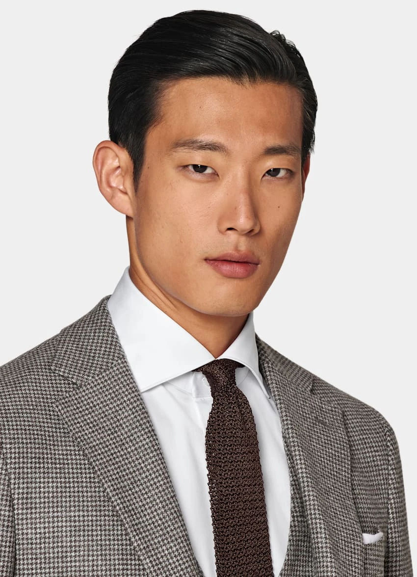 Taupe Houndstooth Three-Piece Havana Suit 1 Taupe Houndstooth Three-Piece Havana Suit