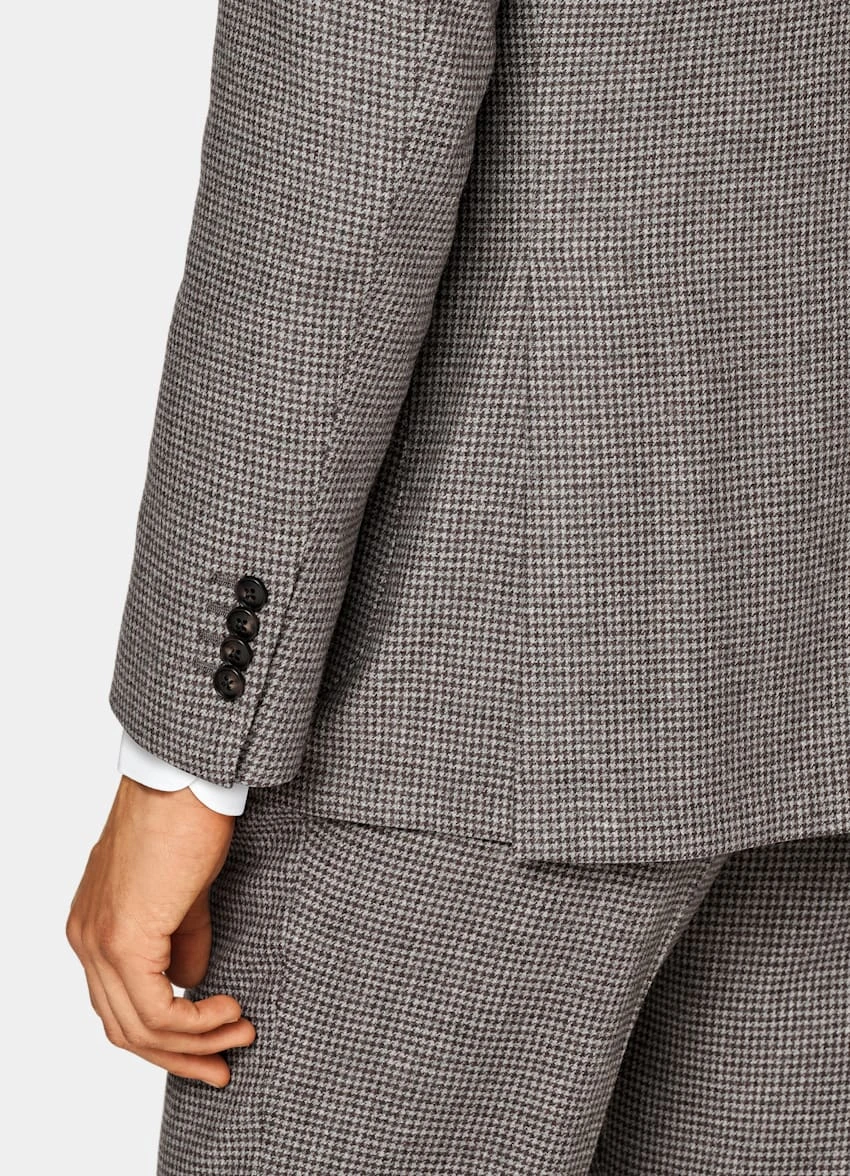 Taupe Houndstooth Three-Piece Havana Suit 4 Taupe Houndstooth Three-Piece Havana Suit - Image 4