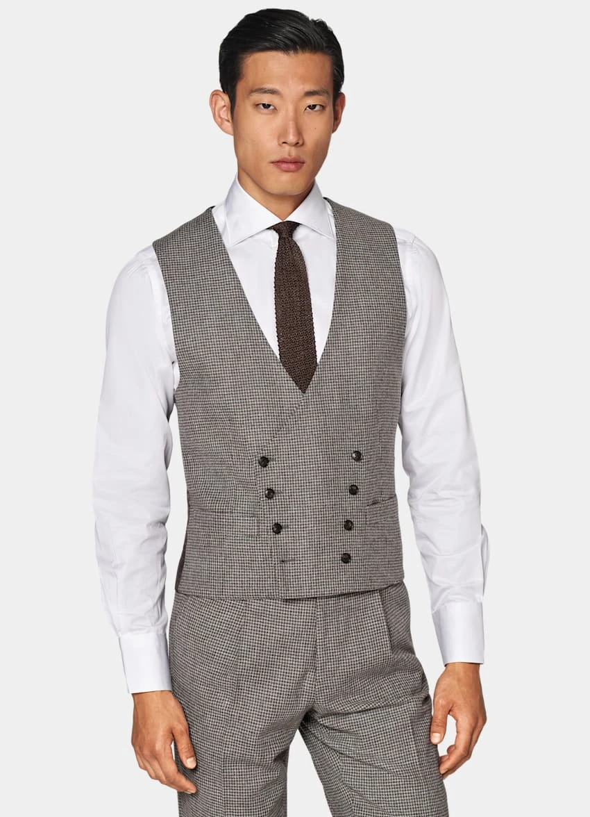 Taupe Houndstooth Three-Piece Havana Suit 7 Taupe Houndstooth Three-Piece Havana Suit - Image 7