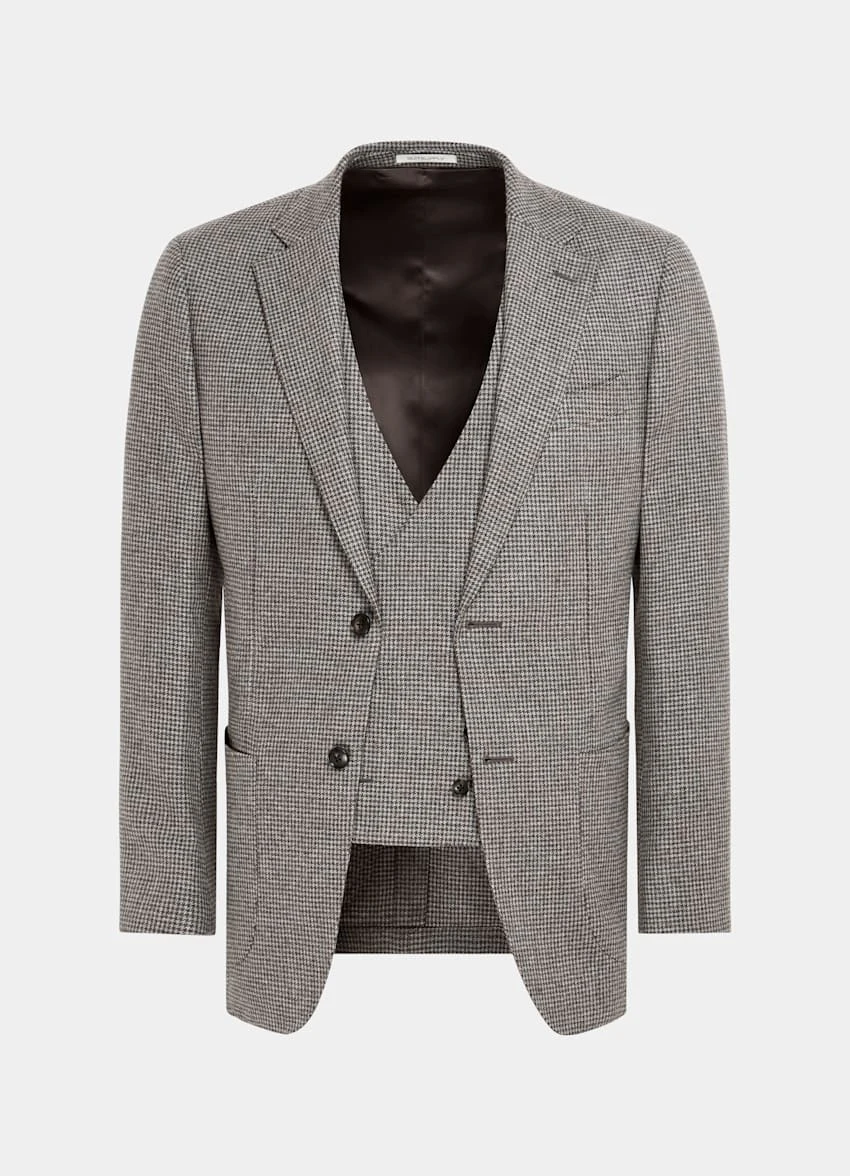 Taupe Houndstooth Three-Piece Havana Suit 12 Taupe Houndstooth Three-Piece Havana Suit - Image 12