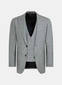 Mid Grey Houndstooth Three-Piece Havana Suit 24 Mid Grey Houndstooth Three-Piece Havana Suit -Suit Supply P6585 25