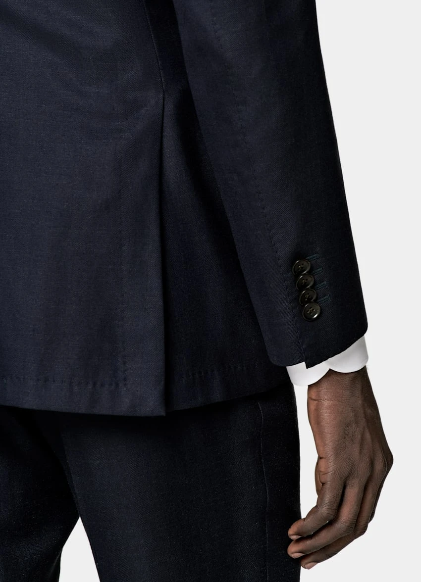 Navy Herringbone Three-Piece Havana Suit 4 Navy Herringbone Three-Piece Havana Suit - Image 4