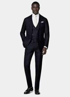 Navy Herringbone Three-Piece Havana Suit 17 Navy Herringbone Three-Piece Havana Suit -Suit Supply P6624 S 104