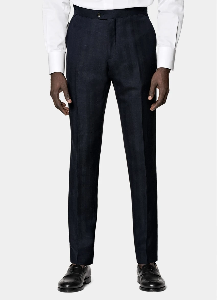 Navy Herringbone Three-Piece Havana Suit 8 Navy Herringbone Three-Piece Havana Suit - Image 8