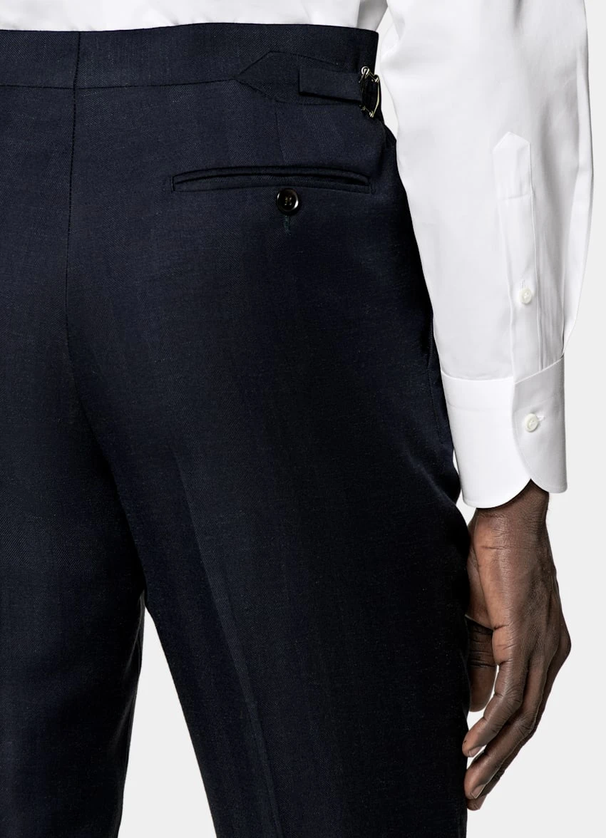 Navy Herringbone Three-Piece Havana Suit 9 Navy Herringbone Three-Piece Havana Suit - Image 9