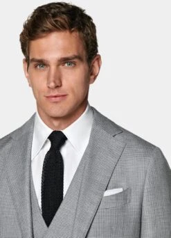 Light Grey Houndstooth Three-Piece Havana Suit