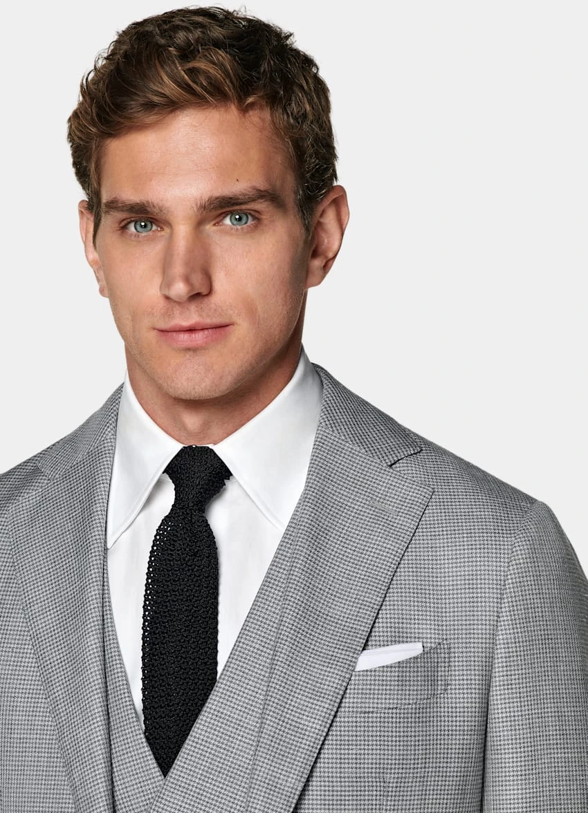 Light Grey Houndstooth Three-Piece Havana Suit 1 Light Grey Houndstooth Three-Piece Havana Suit