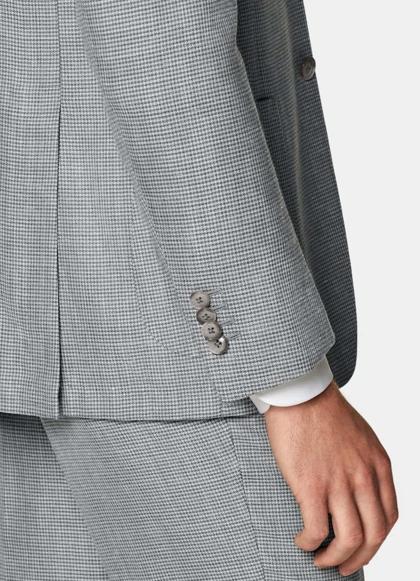Light Grey Houndstooth Three-Piece Havana Suit 4 Light Grey Houndstooth Three-Piece Havana Suit - Image 4