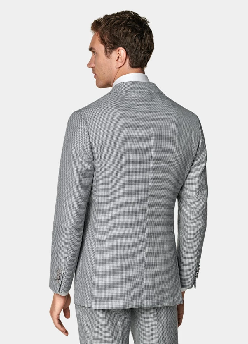 Light Grey Houndstooth Three-Piece Havana Suit 6 Light Grey Houndstooth Three-Piece Havana Suit - Image 6