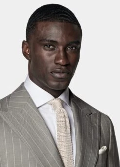 Taupe Striped Havana Suit