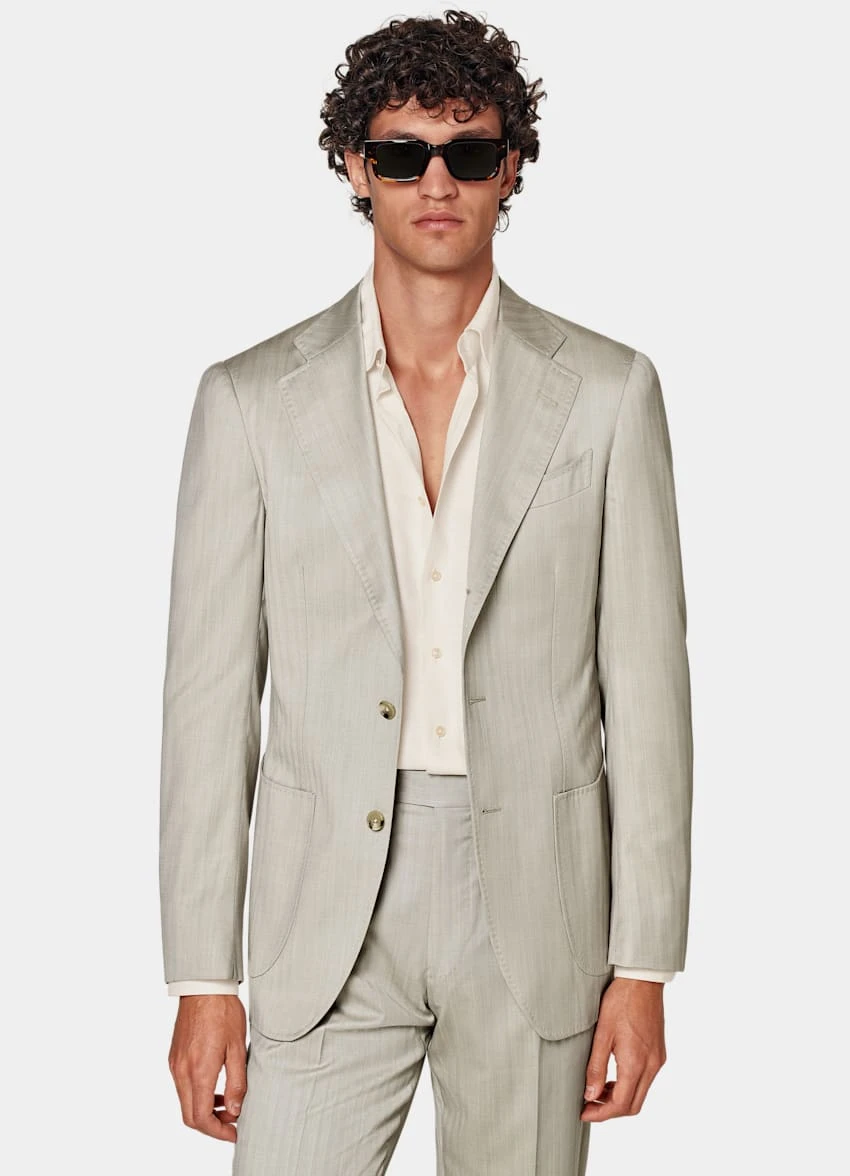 Sand Herringbone Havana Suit 2 Sand Herringbone Havana Suit - Image 2