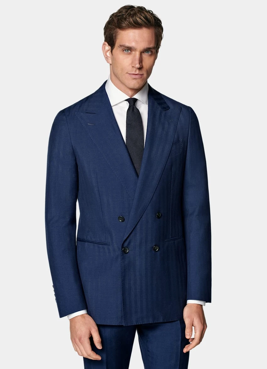 Mid Blue Herringbone Perennial Havana Suit 2 Mid Blue Herringbone Perennial Havana Suit - Image 2