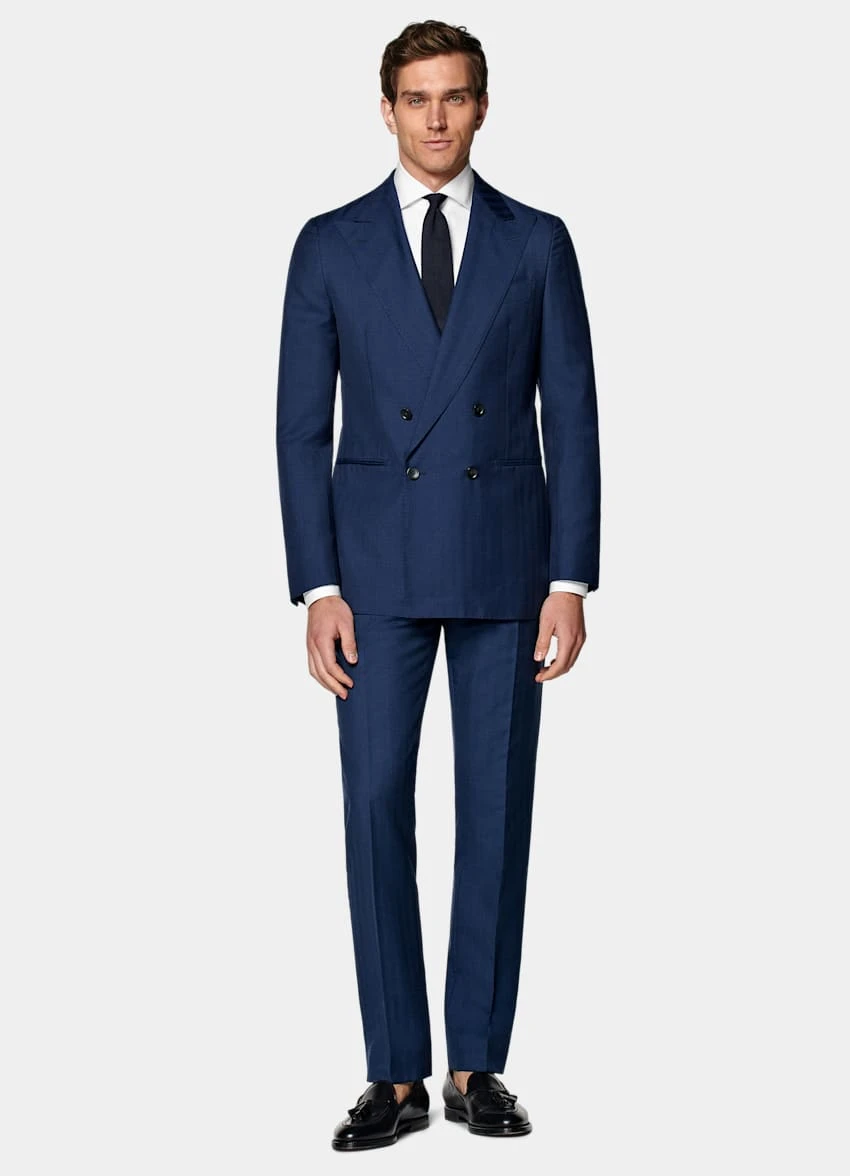 Mid Blue Herringbone Perennial Havana Suit 5 Mid Blue Herringbone Perennial Havana Suit - Image 5