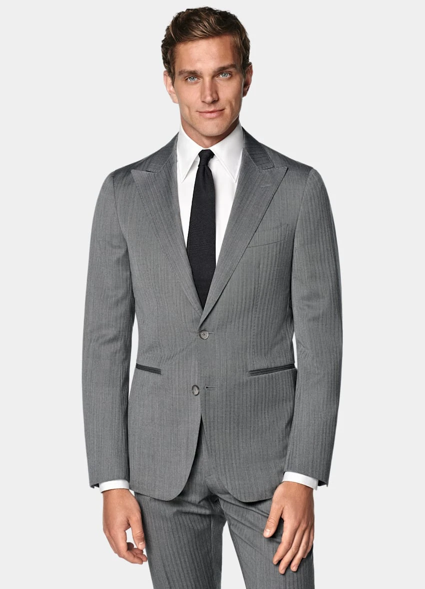 Mid Grey Herringbone Havana Suit 2 Mid Grey Herringbone Havana Suit - Image 2