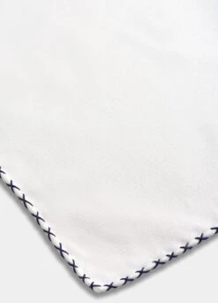 White Stitch Edge Pocket Square