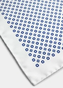 White Flower Pocket Square