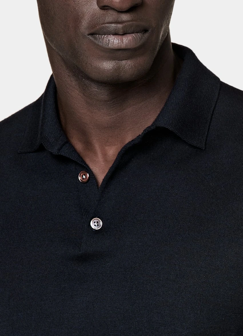 Navy Long Sleeve Polo Shirt 3 Navy Long Sleeve Polo Shirt - Image 3