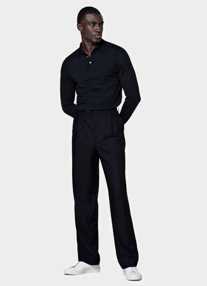 Navy Long Sleeve Polo Shirt 4 Navy Long Sleeve Polo Shirt - Image 4