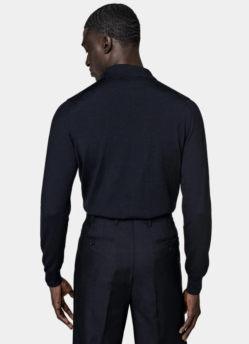 Navy Long Sleeve Polo Shirt 5 Navy Long Sleeve Polo Shirt - Image 5