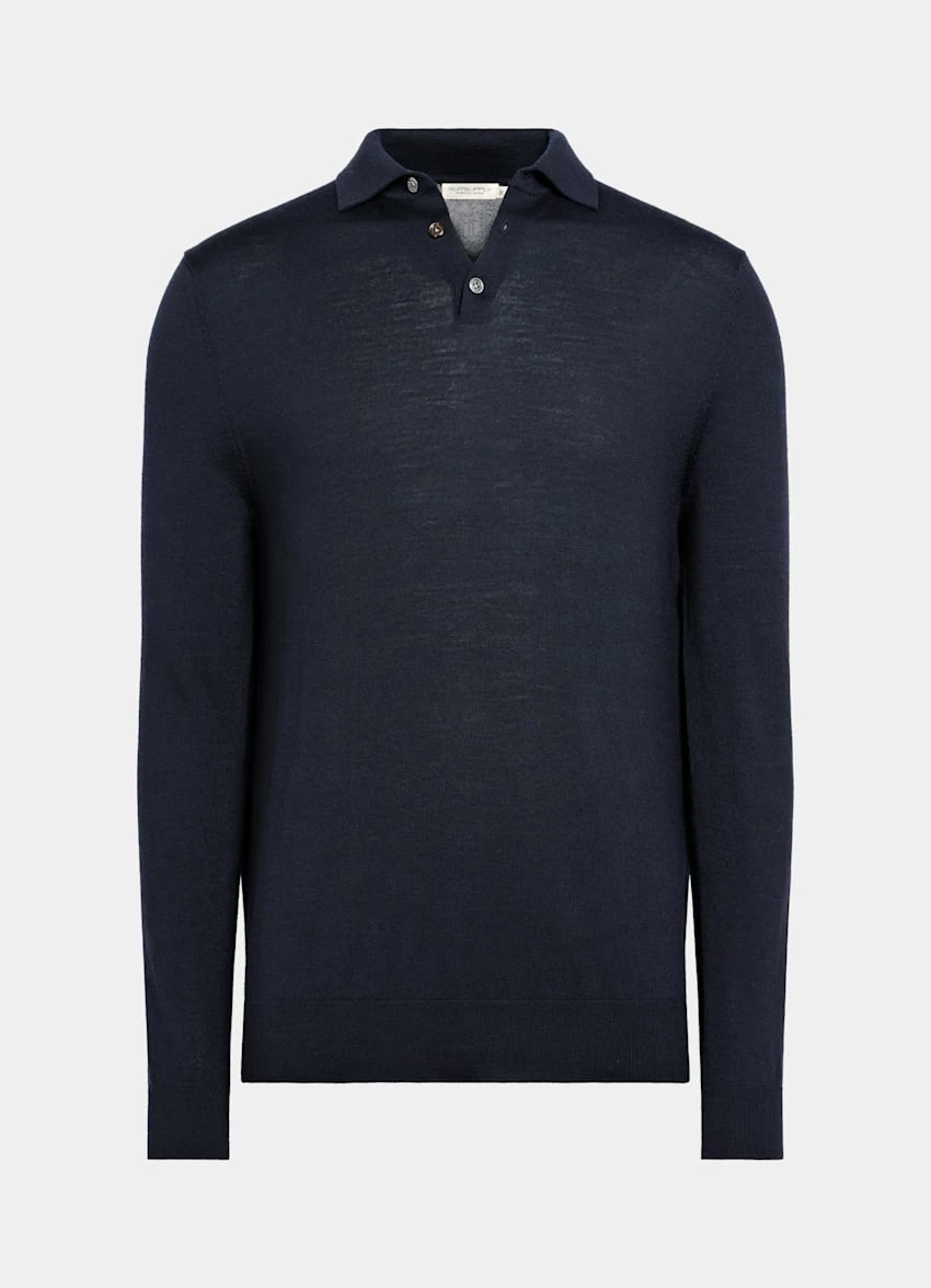 Navy Long Sleeve Polo Shirt 7 Navy Long Sleeve Polo Shirt - Image 7