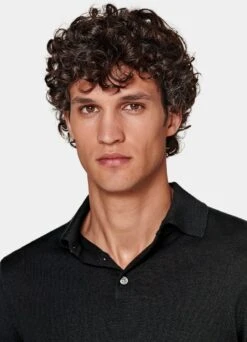 Black Long Sleeve Polo Shirt