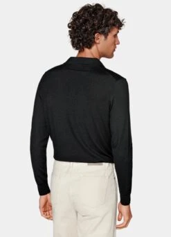 Black Long Sleeve Polo Shirt 12 Black Long Sleeve Polo Shirt -Suit Supply SW1333 105