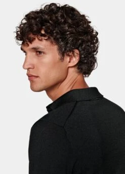 Black Long Sleeve Polo Shirt 13 Black Long Sleeve Polo Shirt -Suit Supply SW1333 106