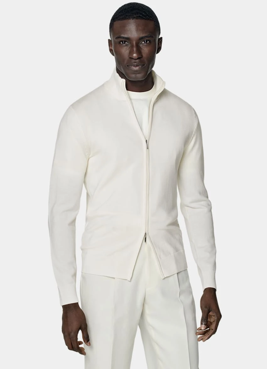 Off-White Zip Cardigan 2 Off-White Zip Cardigan - Image 2