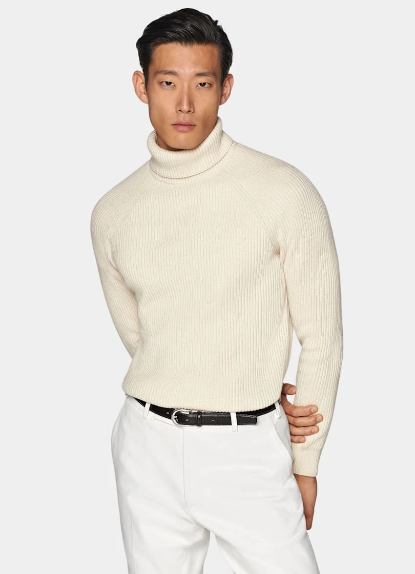 Off-White Ribbed Turtleneck 2 Off-White Ribbed Turtleneck - Image 2